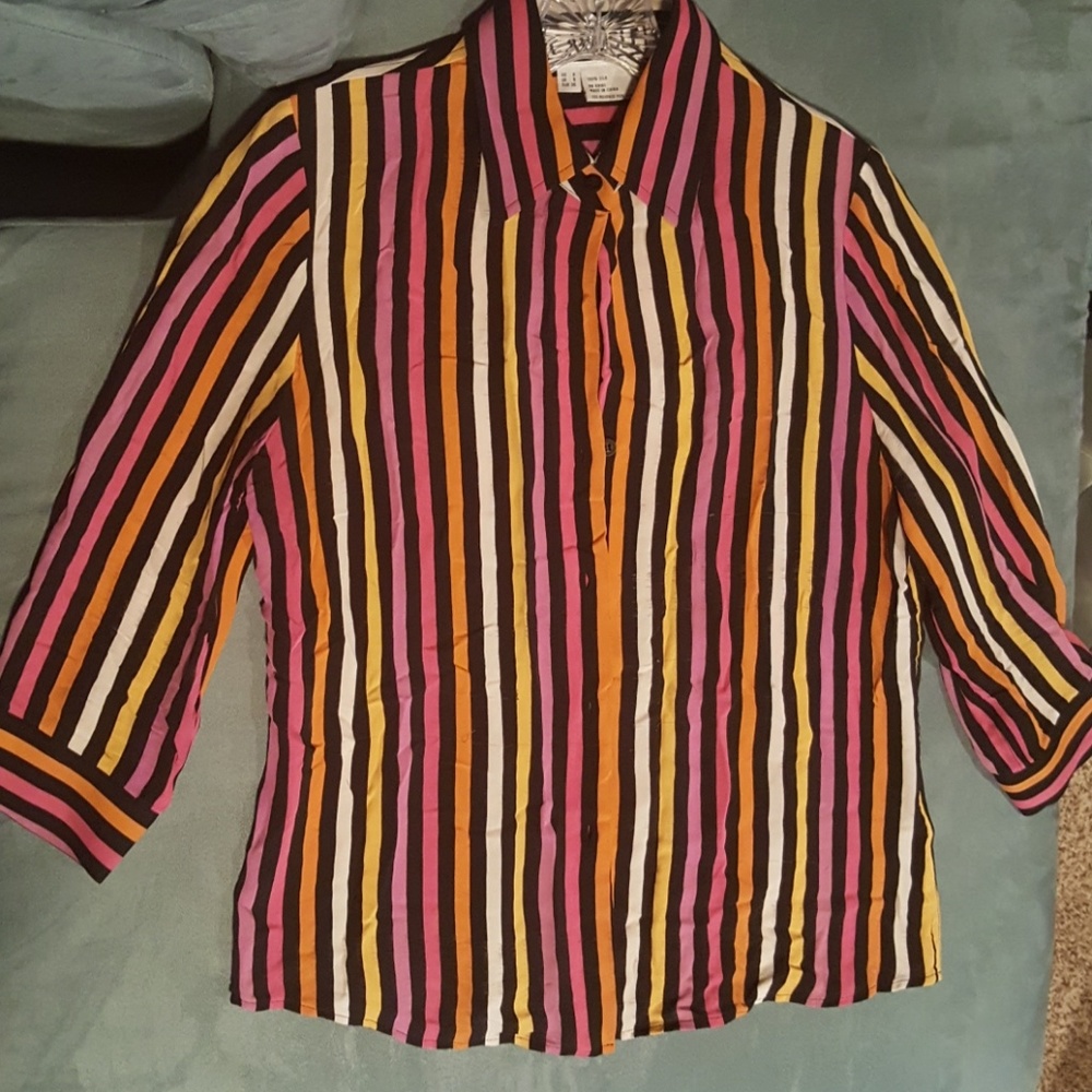 Stripped silk button down